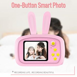 Kids Camera, Rabbit Shape Video LCD Screen Kid Camera, Kids Camera for Girls, USB Data Transfer Kids Digital Camera, Battery Powered Toddler Camera Pink