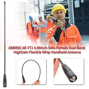 ABBREE AR-771 14.96Inch SMA-Female Dual Band Flexible Whip Handheld Antenna for Baofeng UV-5R BF-F8HP BF-F8TD,BF-F8GP,UV-82HP,UV-82 BF-888S GM-15Pro BF-H5/H6/H7 Kenwood Two Way Radio