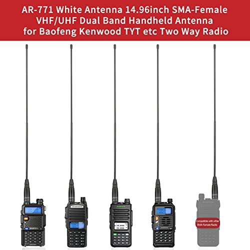 ABBREE AR-771 14.96Inch SMA-Female Dual Band Flexible Whip Handheld Antenna for Baofeng UV-5R BF-F8HP BF-F8TD,BF-F8GP,UV-82HP,UV-82 BF-888S GM-15Pro BF-H5/H6/H7 Kenwood Two Way Radio