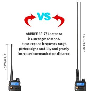 ABBREE AR-771 14.96Inch SMA-Female Dual Band Flexible Whip Handheld Antenna for Baofeng UV-5R BF-F8HP BF-F8TD,BF-F8GP,UV-82HP,UV-82 BF-888S GM-15Pro BF-H5/H6/H7 Kenwood Two Way Radio