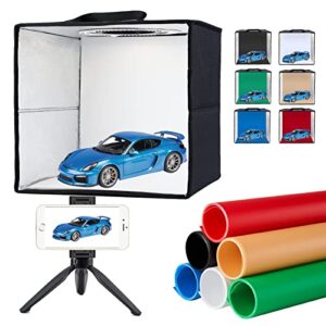 zkeezm light box photography 12″x12″ with 3000-6500k bi-color 120led lights and 6 color backdrops photo box with lights foldable light box with adjustable brightness dimmable picture box shooting