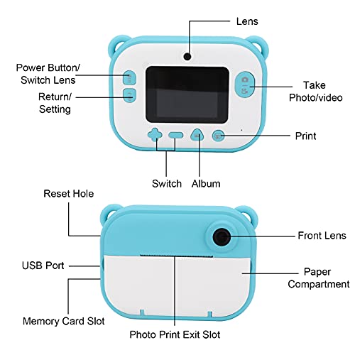 Printing Camera, Instant Print Camera One‑Click Portable Digital Camera for Children for Kid(Blue)