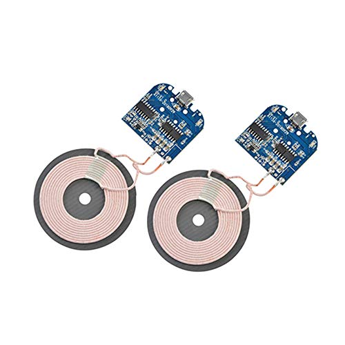 Wixine 2Pcs Qi Wireless Charger PCBA Circuit Board with Coil Pad Charging for DIY K9G9