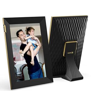 nixplay 10.1 inch touch screen digital picture frame with wifi (w10k) – black-gold – unlimited cloud photo storage – share photos and videos instantly via email or app – preload content