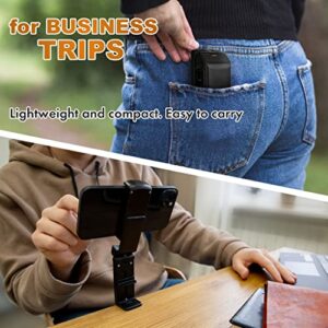 TESLYAR Universal in Flight Airplane Phone Holder Mount Handsfree Phone Holder for Desk Tray Travel Essential Accessory for Flying Multi Directional Dual 360 Degree Rotation Nightstand