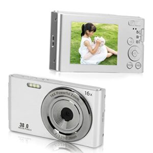 digital camera,1080p hd digital camera for kids, 38mp 16x digital zoom video camera with 2.4 inch lcd screen, portable compact camera for teens beginners students boys girls