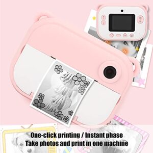 Printing Camera, Instant Print Camera One‑Click Portable Digital Camera for Children for Kid(Pink)