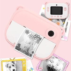 Printing Camera, Instant Print Camera One‑Click Portable Digital Camera for Children for Kid(Pink)