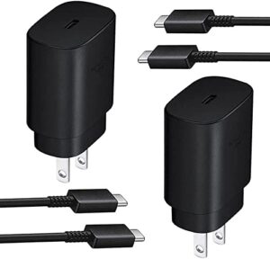 type c charger super fast charging, 25w pd usb c wall charger block 5ft android phone cable for samsung galaxy s22, s22 plus, s20 / s21 ultra 5g plus, note 20/10 plus, z fold/flip 3 4, (2 pack)