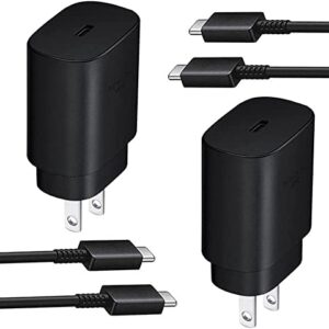 Type C Charger Super Fast Charging, 25W PD USB C Wall Charger Block 5ft Android Phone Cable for Samsung Galaxy S22, S22 Plus, S20 / S21 Ultra 5G Plus, Note 20/10 Plus, Z Fold/Flip 3 4, (2 Pack)