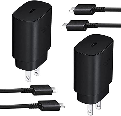 Type C Charger Super Fast Charging, 25W PD USB C Wall Charger Block 5ft Android Phone Cable for Samsung Galaxy S22, S22 Plus, S20 / S21 Ultra 5G Plus, Note 20/10 Plus, Z Fold/Flip 3 4, (2 Pack)