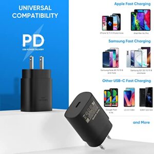 Type C Charger Super Fast Charging, 25W PD USB C Wall Charger Block 5ft Android Phone Cable for Samsung Galaxy S22, S22 Plus, S20 / S21 Ultra 5G Plus, Note 20/10 Plus, Z Fold/Flip 3 4, (2 Pack)