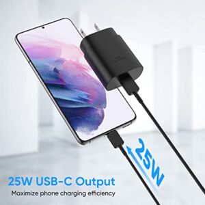 Type C Charger Super Fast Charging, 25W PD USB C Wall Charger Block 5ft Android Phone Cable for Samsung Galaxy S22, S22 Plus, S20 / S21 Ultra 5G Plus, Note 20/10 Plus, Z Fold/Flip 3 4, (2 Pack)