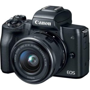 Canon EOS M50 Mirrorless Digital Camera with 15-45mm Lens Video Kit (Black) + Wide Angle Lens + 2X Telephoto Lens + Flash + SanDisk 32GB SD Memory Card + Accessory Bundle (Renewed)