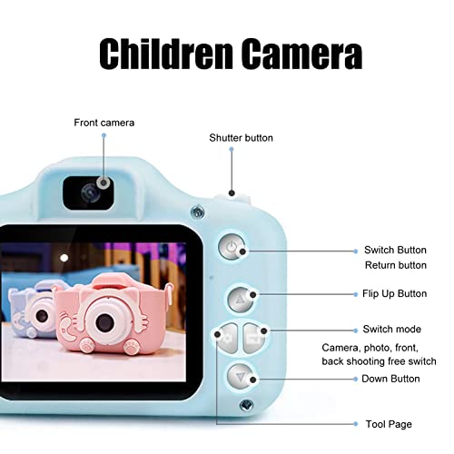 Tgoon Children Camera, Kids Camera 2000W Pixels Auto Focus Quakeproof for Christmas(Blue)