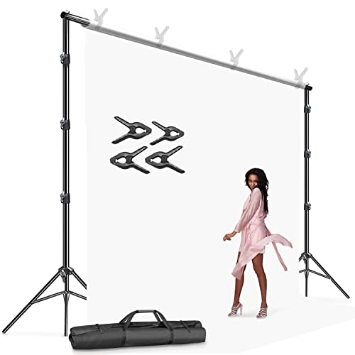 Julius Studio Photo Video Studio 10 x 9.6 feet (W x H) Length Adjustable Muslin Background Backdrop Support System, Backdrop Stand with Carry Bag, JSAG505