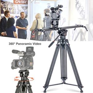 Video Tripod System, Cayer BV30L 72 inch- Professional Heavy Duty Aluminum Twin Tube Tripod, K3 Fluid Head, Mid-Level Spreader, Max Loading 13.2 LB, DSLR Camcorder, Plus 1 Bonus Quick Release Plate