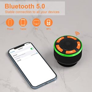 Bluetooth Speakers, ssouwao IPX7 Waterproof Shower Speaker, LED Colorful Lights, FM Radio, Suction Cups, Protable Speaker for Home Pool Travel