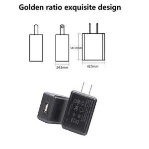 USB Wall Charger 5V 2A Power Adapter with 10W US Plug Block for Tablets and Phones with Power Delivery (Black 1pack)