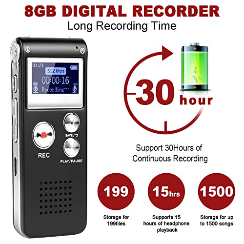 Digital Voice Recorder Voice Activated Recorder with Playback Audio Recording Device for Lectures Meetings Dictaphone Recorder with Password/USB