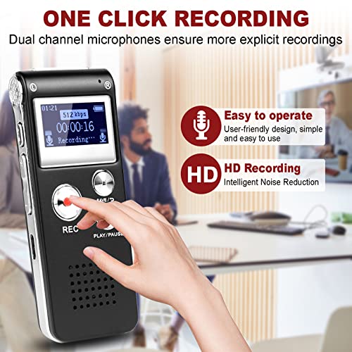 Digital Voice Recorder Voice Activated Recorder with Playback Audio Recording Device for Lectures Meetings Dictaphone Recorder with Password/USB