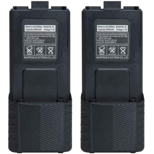 Nozza BL-5L 3800mAh Extended Battery for BaoFeng UV-5R BF-8HP UV-5X RD-5R UV-5RTP UV-5R Plus UV-5RE (2-Pack)