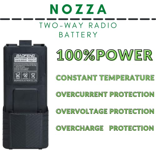 Nozza BL-5L 3800mAh Extended Battery for BaoFeng UV-5R BF-8HP UV-5X RD-5R UV-5RTP UV-5R Plus UV-5RE (2-Pack)