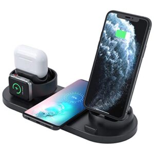 wireless charger,6 in 1 charger stand compatible with iphone/android/type-c with usb port for apple watch, fast wireless charging dock station for airpods/iphone/samsung/huawei/lg/htc