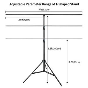 JEBUTU 5X6.5ft Green Screen Backdrop with Stand Kit, Green Screen with T-Shape Background Support Stand, Portable Green Screen Stand Kit with Carrying Bag & 5 Spring Clamps for Zoom, Video, Streaming