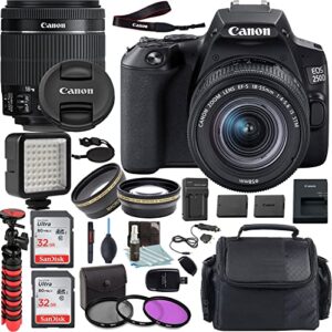 eos 250d / rebel sl3 dslr camera with ef-s 18-55mm f/4-5.6 is stm lens + accessory bundle kit (flash, travel charger, extra battery, and more)
