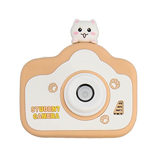 Kids Digital Camera, Khaki Dual Camera Toddler Camera 40MP HD Cute Cartoon with Lanyard