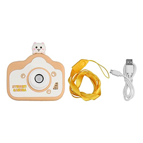 Kids Digital Camera, Khaki Dual Camera Toddler Camera 40MP HD Cute Cartoon with Lanyard