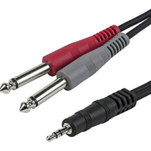 Monoprice 601045 1/8 Inch TRS Male to Dual 1/4 Inch TS Male Cable - 5 Feet- Black | Connect Your IPod, IPhone, Android SmartphoneTo Pro Audio Gear