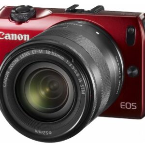 Canon EOS-M Mirrorless Digital Camera With EF-M 18-55MM, 22Mm STM Lenses with 90EX Flash with Mount Adapter EF-EOS M (Red) - International Version (No Warranty)