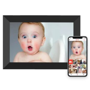 frameo digital photo frame 10.1 inch wifi digital picture frame with 16gb storage, ips touch screen hd display, auto-rotate, slideshow, share moments via free app – gift for family and friends (black)