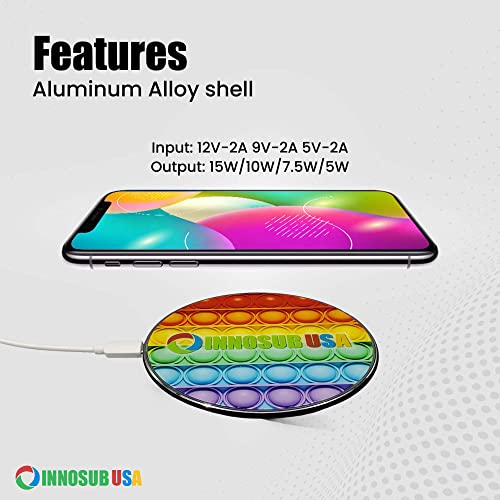 INNOSUB USA Sublimation Wireless Charger LED Pad – BlankWireless Charger for Sublimationand Customization – Silver 10W Sublimation Fast ChargePad Compatible with iPhone, Samsung, QI-Enabled Devices