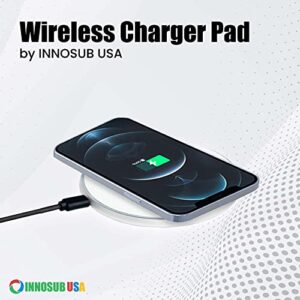 INNOSUB USA Sublimation Wireless Charger LED Pad – BlankWireless Charger for Sublimationand Customization – Silver 10W Sublimation Fast ChargePad Compatible with iPhone, Samsung, QI-Enabled Devices