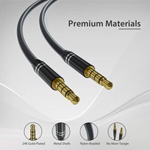 Jeselry 3.5mm Audio Cable Male to Male (4Ft/1.2M), 4 Pole Hi-Fi Stereo AUX Cord, Audio Jack Auxiliary Cord Extension Adapter for Headphones, Car and All 3.5 mm Enabled Devices (2 Pack - Black)