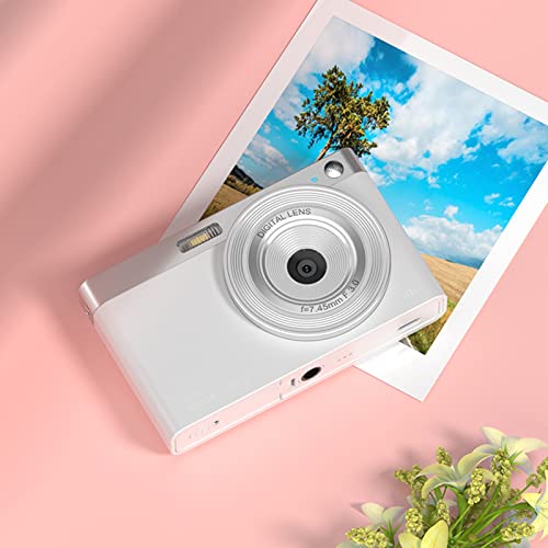 2022 New 4K Digital Camera for Kids, 16x Digital Zoom and Autofocus Compact Camera, 750mAh Batteries, Supports 32GB SD Card, for Teens, Elder,Beginners(White)