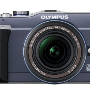 Olympus PEN E-PL1 12.3MP Live MOS Micro Four Thirds Mirrorless Digital Camera with 14-42mm f/3.5-5.6 Zuiko Digital Zoom Lens (Slate Blue) (Old Model)