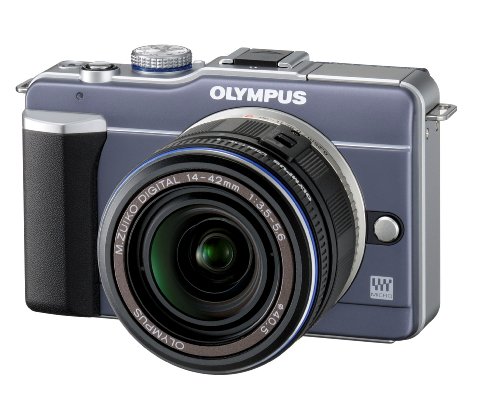 Olympus PEN E-PL1 12.3MP Live MOS Micro Four Thirds Mirrorless Digital Camera with 14-42mm f/3.5-5.6 Zuiko Digital Zoom Lens (Slate Blue) (Old Model)