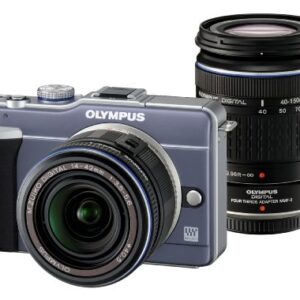 Olympus PEN E-PL1 12.3MP Live MOS Micro Four Thirds Mirrorless Digital Camera with 14-42mm f/3.5-5.6 Zuiko Digital Zoom Lens (Slate Blue) (Old Model)