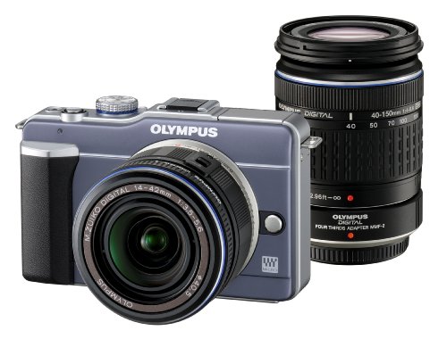 Olympus PEN E-PL1 12.3MP Live MOS Micro Four Thirds Mirrorless Digital Camera with 14-42mm f/3.5-5.6 Zuiko Digital Zoom Lens (Slate Blue) (Old Model)