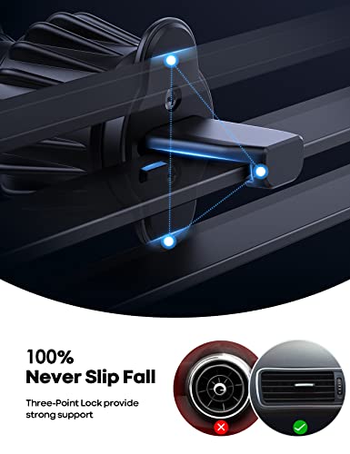 Magnetic Phone Holder for Car Vent - [6 Upgraded Magnet, 22.7% Stronger] Lamicall Car Magnetic Phone Mount with [Longer Hook] Fit More Vent, iPhone Car Mount Stand Cradle Clip Grip Fit All Cell Phones