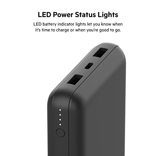 Belkin USB-C Portable Charger 20,000 mAh, 20k Power Bank with USB-C Input Output Port and 2 USB-A Ports with Included USB-C to USB-A Cable for iPhone 14, Galaxy S23, and More - Black