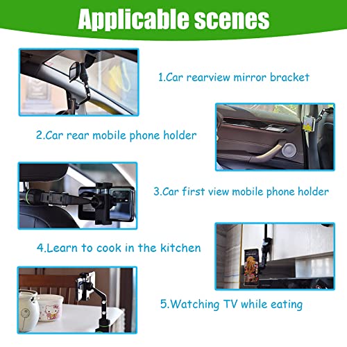 snow keychain 360 Rearview Mirror Phone Holder for Car, Multifunctional Rearview Mirror Phone Holder, Putcom 360 car Rearview Mirror Mount Stand Holder (Gery+Lines)