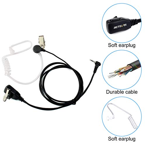 Retevis RT45 RA19 1 Pin Walkie Talkie Earpiece with PTT Mic, Compatible with Motorola T100 T107 T100TP T200TP T260 T260TP T280 T460C T465 T600 T605 T800 T5428 T6200 Two Way Radio (1 Pack)