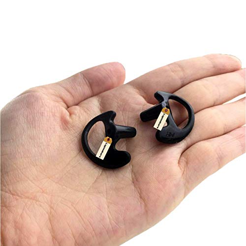 Replacement Earmold Earbud (Left and Right Ear) for Two Way Radio Acoustic Coil Tube Earpiece - Open Ear Insert Earmould Earbuds Black, Medium, Soft Silicone Material, 10 Pairs, Lsgoodcare