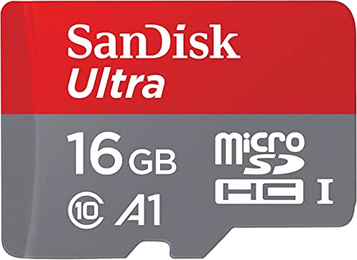 SanDisk 16GB Ultra microSDHC UHS-I Memory Card with Adapter - 98MB/s, C10, U1, Full HD, A1, Micro SD Card - SDSQUAR-016G-GN6MA