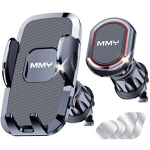 mmy [4 in 1 phone mount for car,car phone holder mount + [strong magnets] magnetic phone holder for car, [super stable & easy] upgraded car vent phone mount compatible with all smartphones